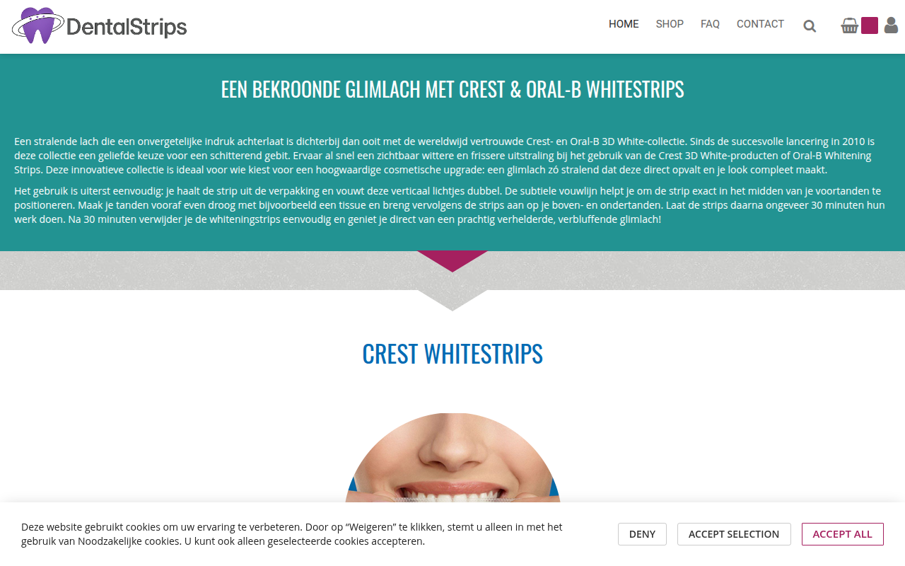 Screenshot van dentalstrips.nl