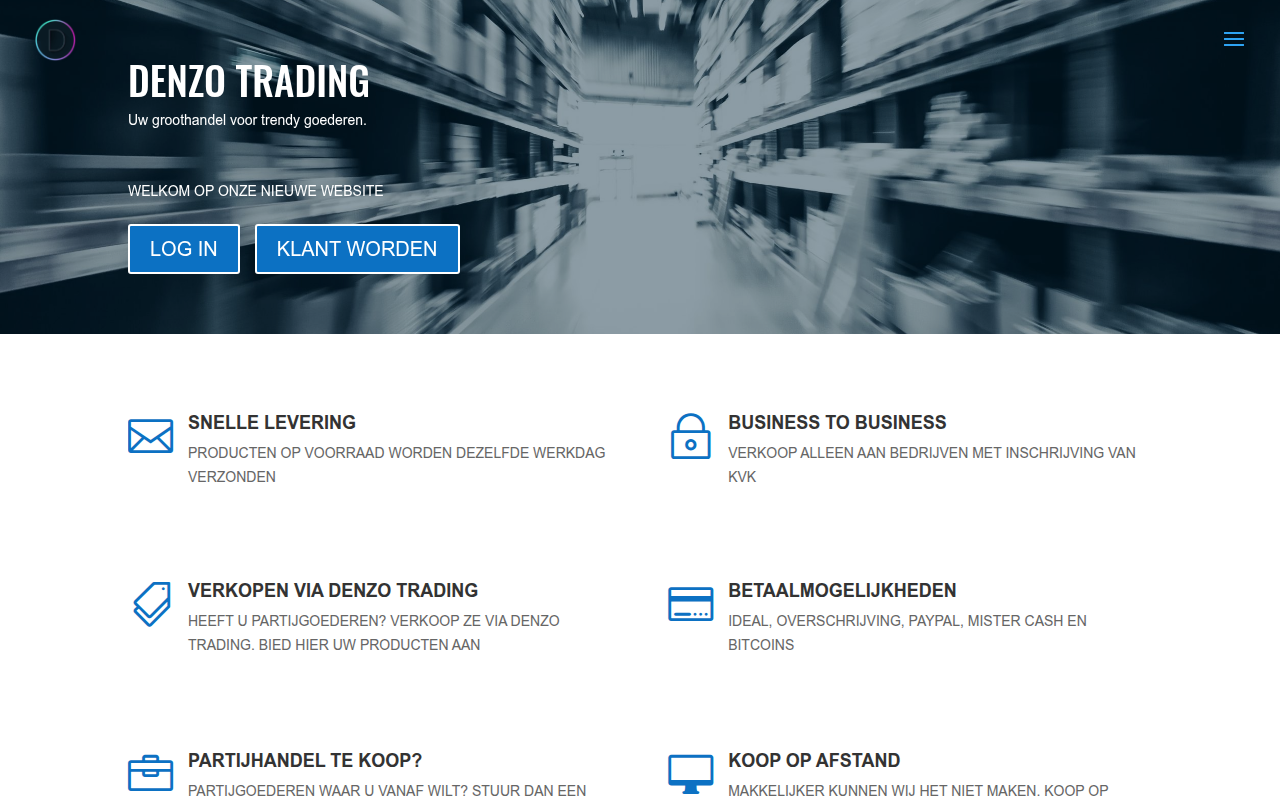 Screenshot van denzotrading.nl