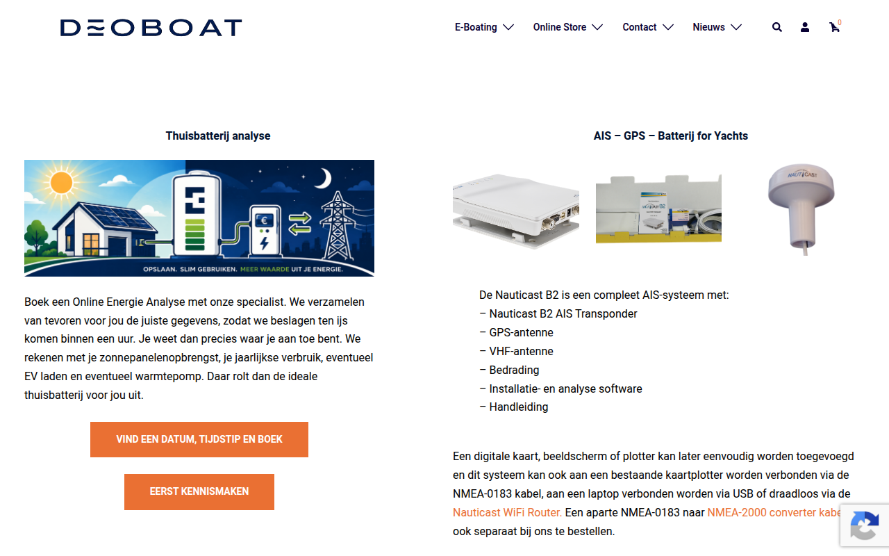 Screenshot van deoboat.nl