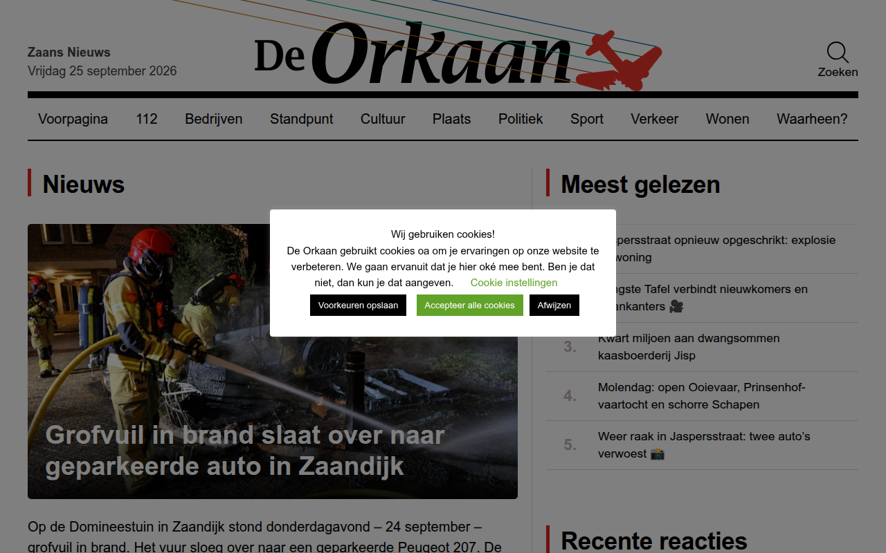 Screenshot van deorkaan.nl