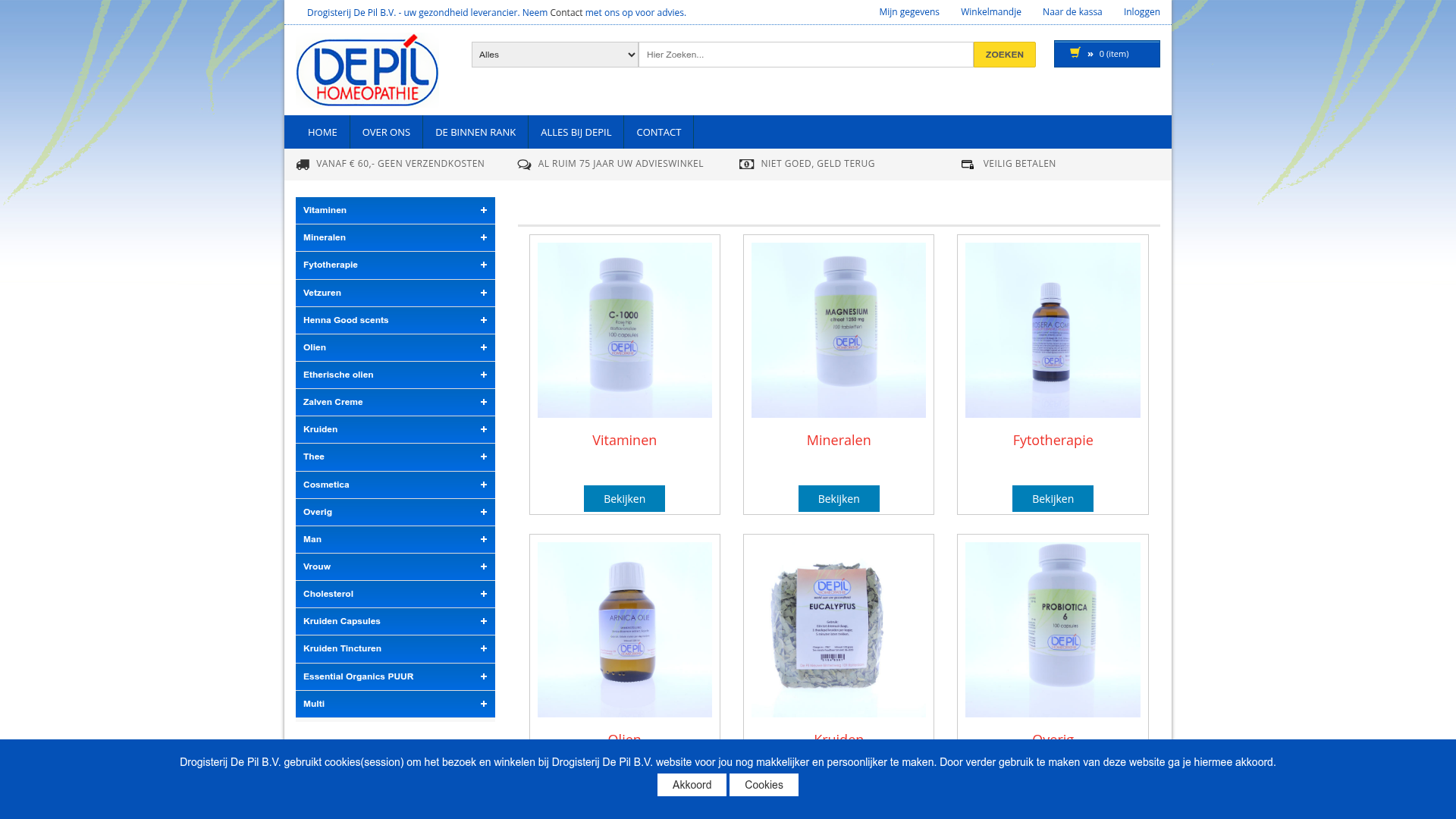 Screenshot van depil.nl