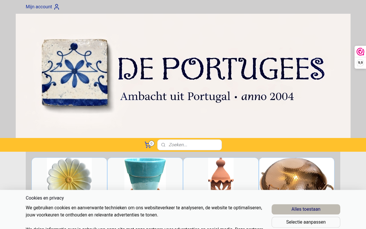 Screenshot van deportugees-webshop.nl