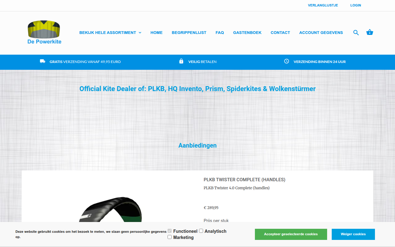 Screenshot van depowerkite.nl
