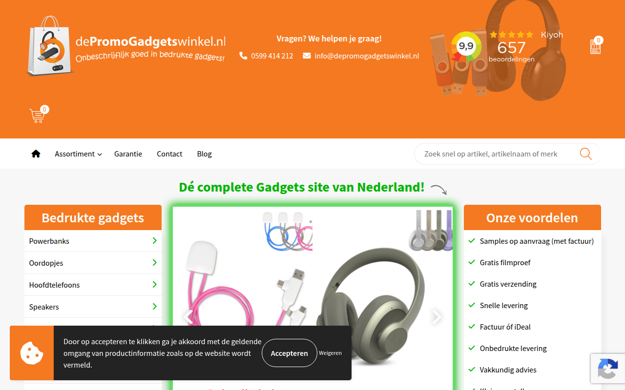 Screenshot van depromogadgetswinkel.nl