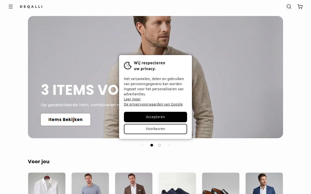 Screenshot van deqalli.nl