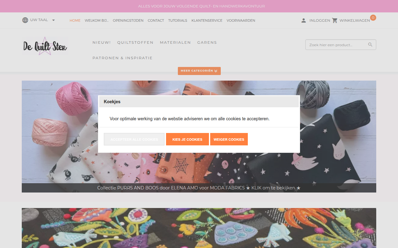 Screenshot van dequiltster.nl