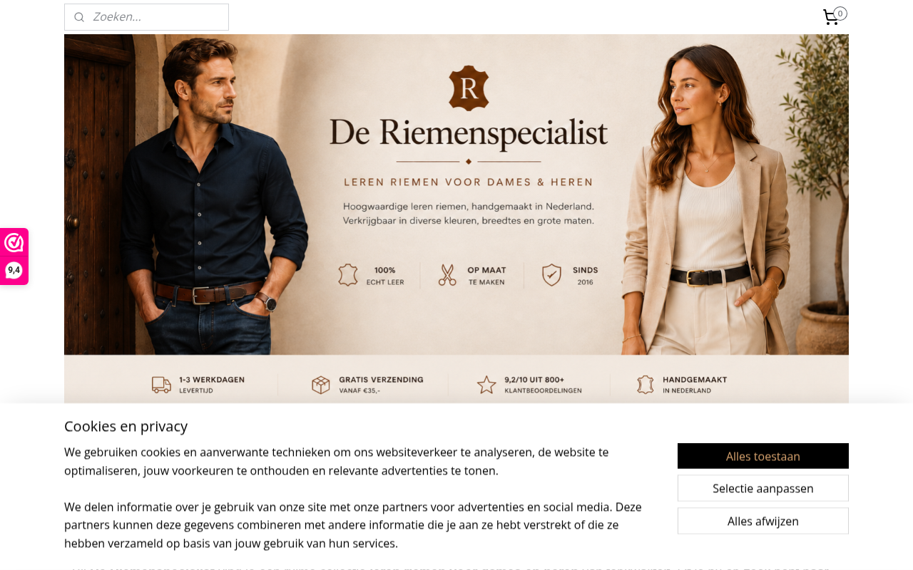 Screenshot van deriemenspecialist.nl