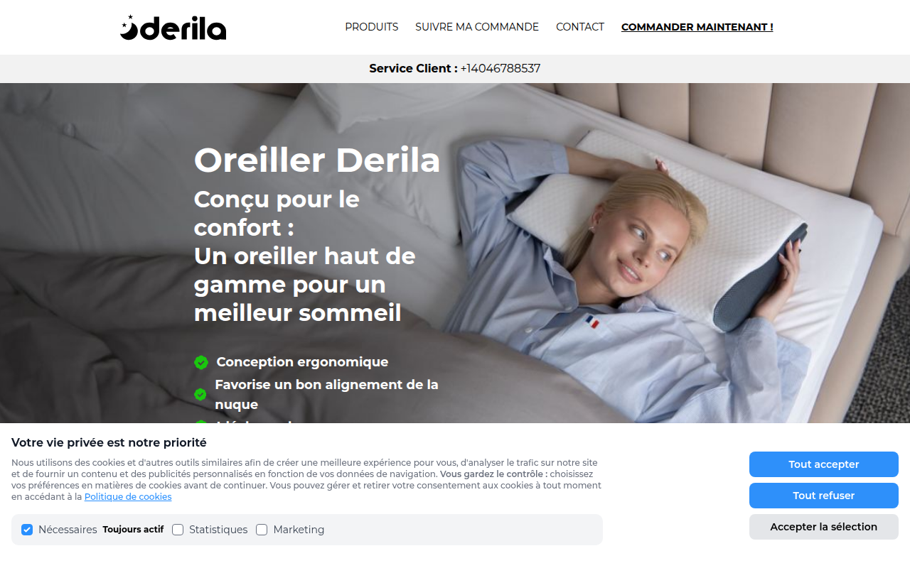 Screenshot van derilamemoryfoam.com