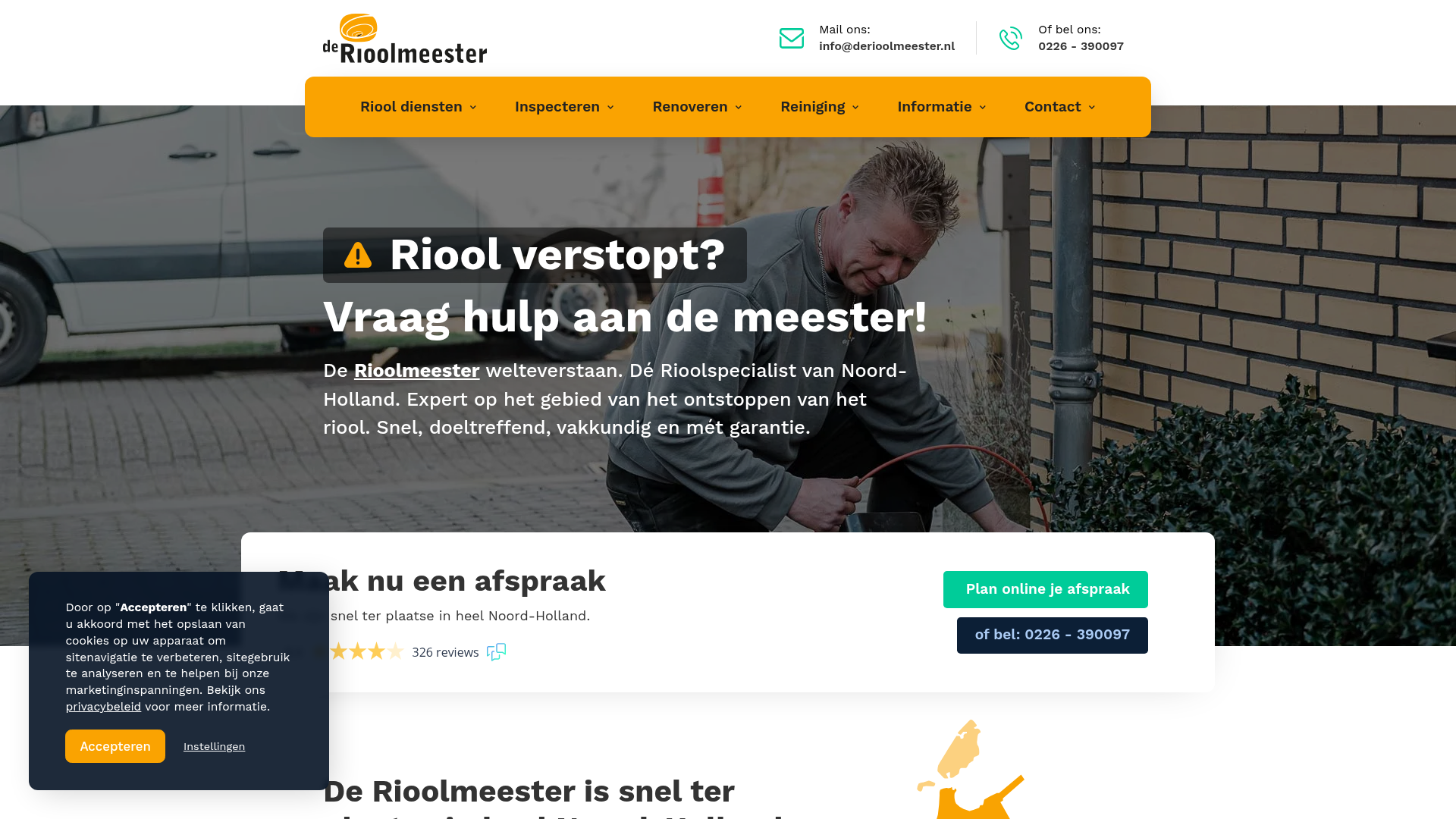 Screenshot van derioolmeester.nl