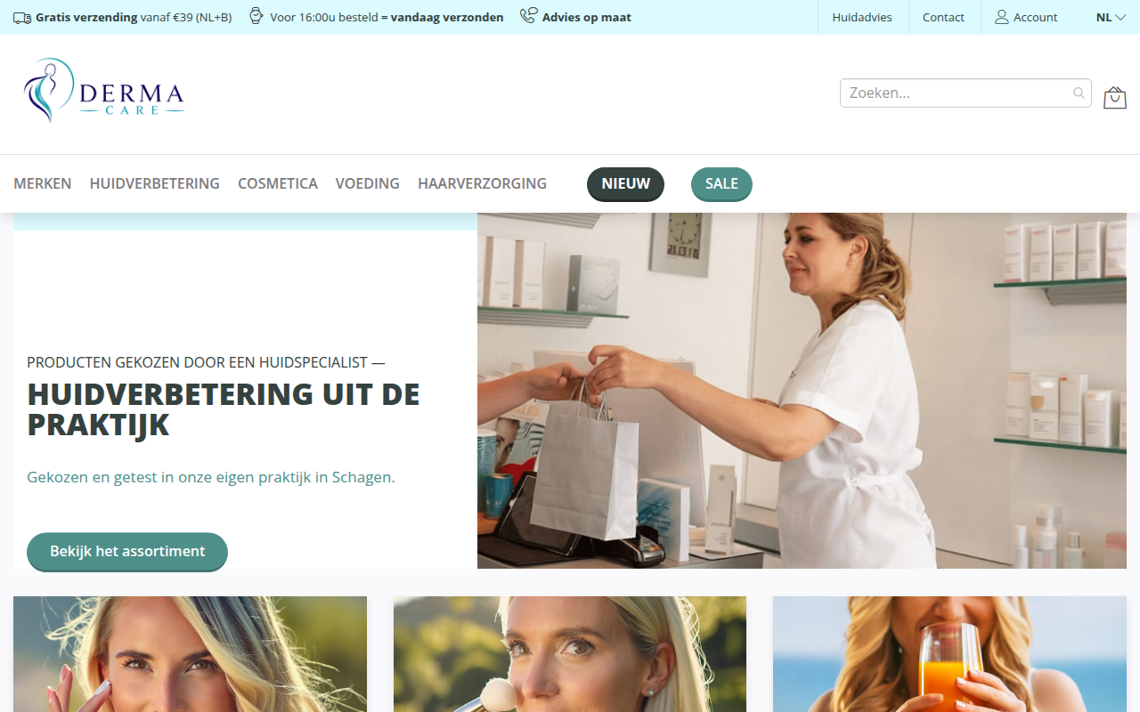 Screenshot van derma-careshop.nl