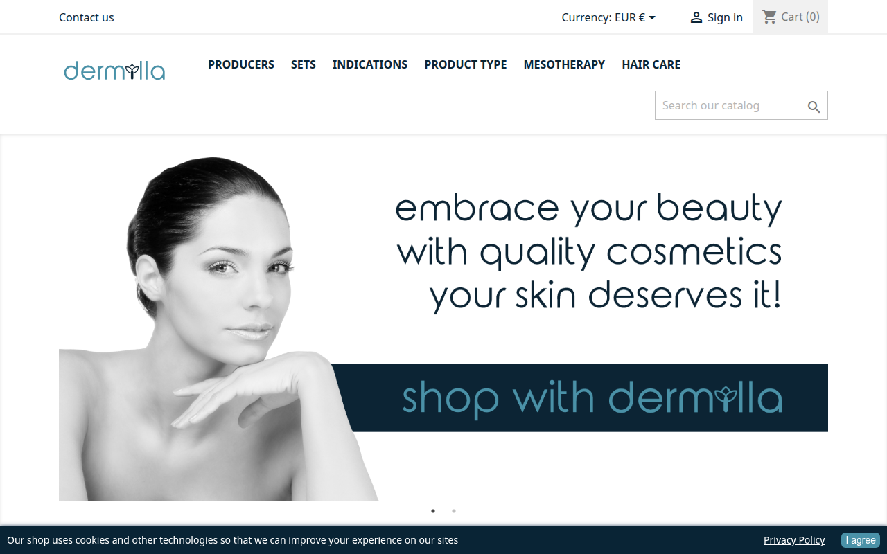 Screenshot van dermilla.com