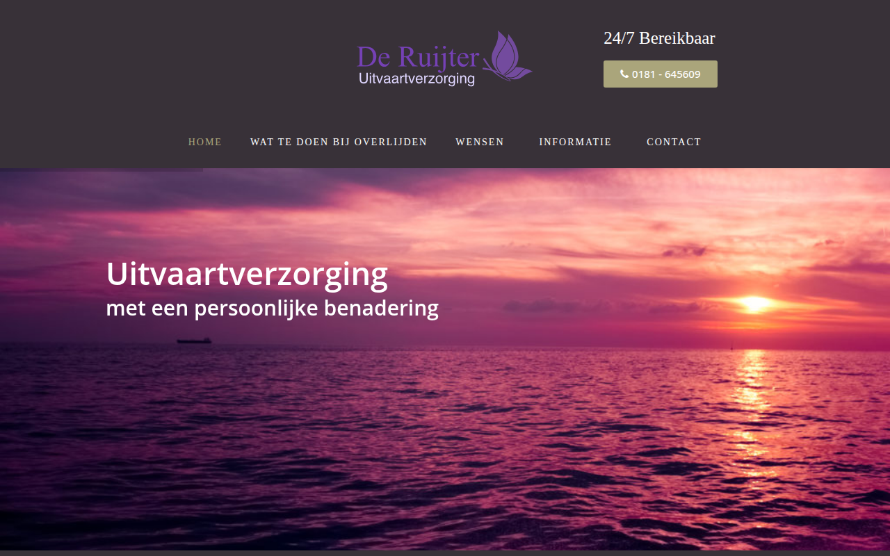 Screenshot van deruijteruitvaartverzorging.nl