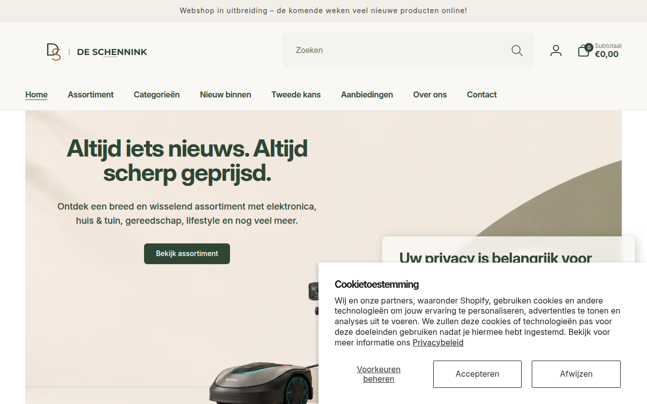 Screenshot van deschennink.nl