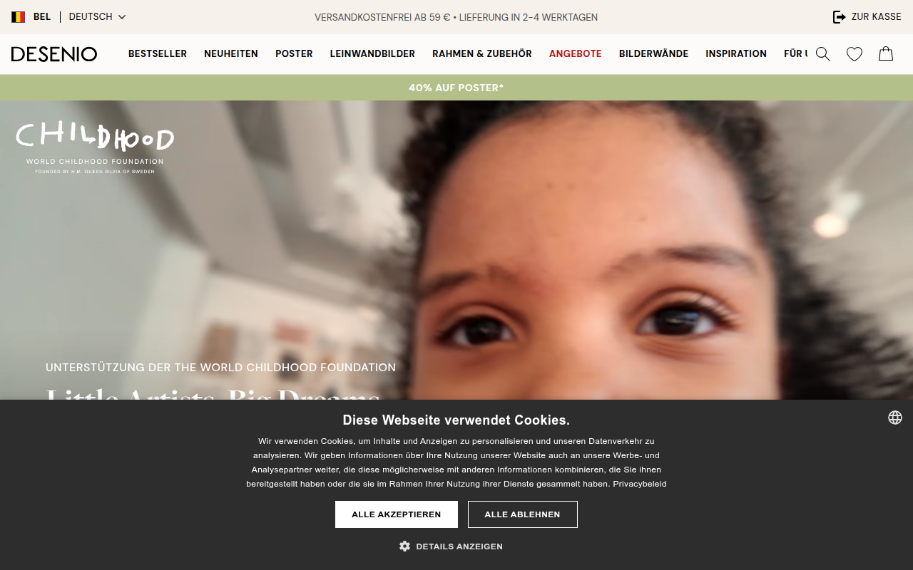 Screenshot van desenio.be
