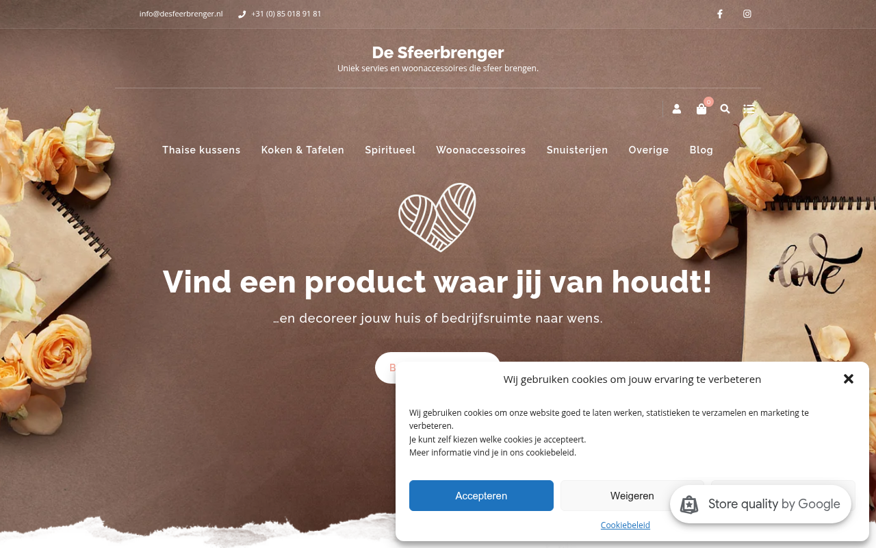 Screenshot van desfeerbrenger.nl