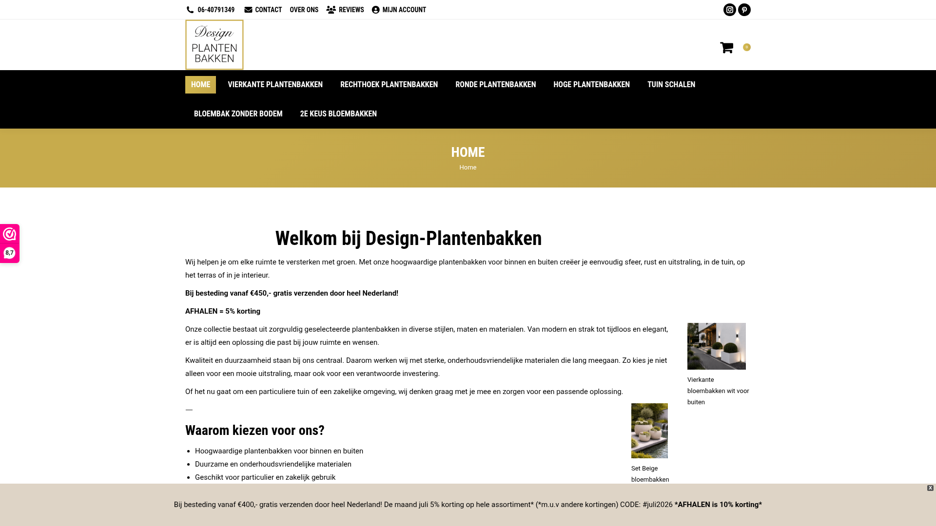 Screenshot van design-plantenbakken.nl