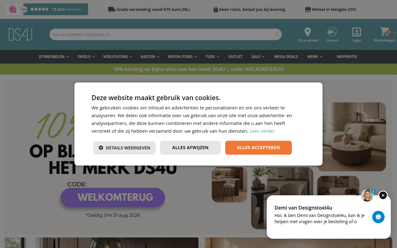 Screenshot van designstoel4u.nl