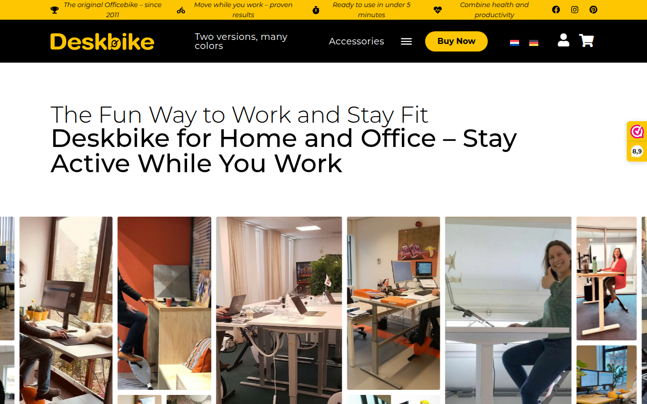 Screenshot van deskbike.com