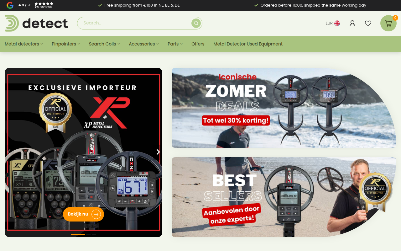 Screenshot van detect.nl