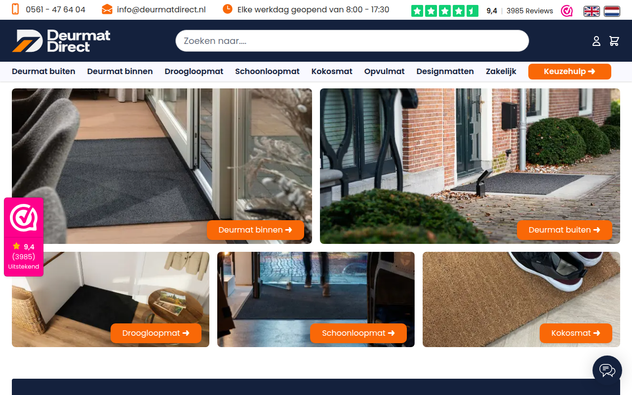 Screenshot van deurmatdirect.nl