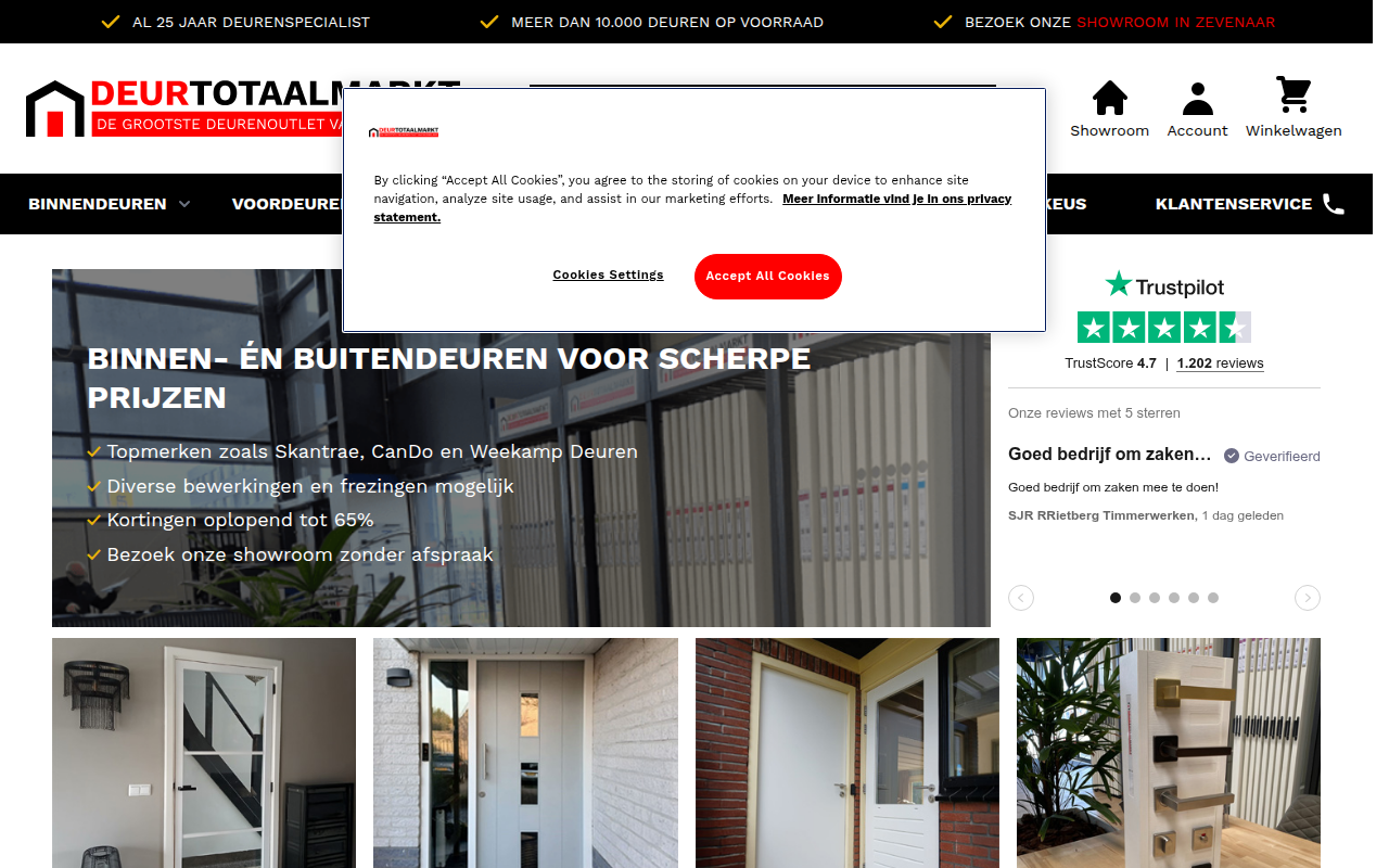 Screenshot van deurtotaalmarkt.nl
