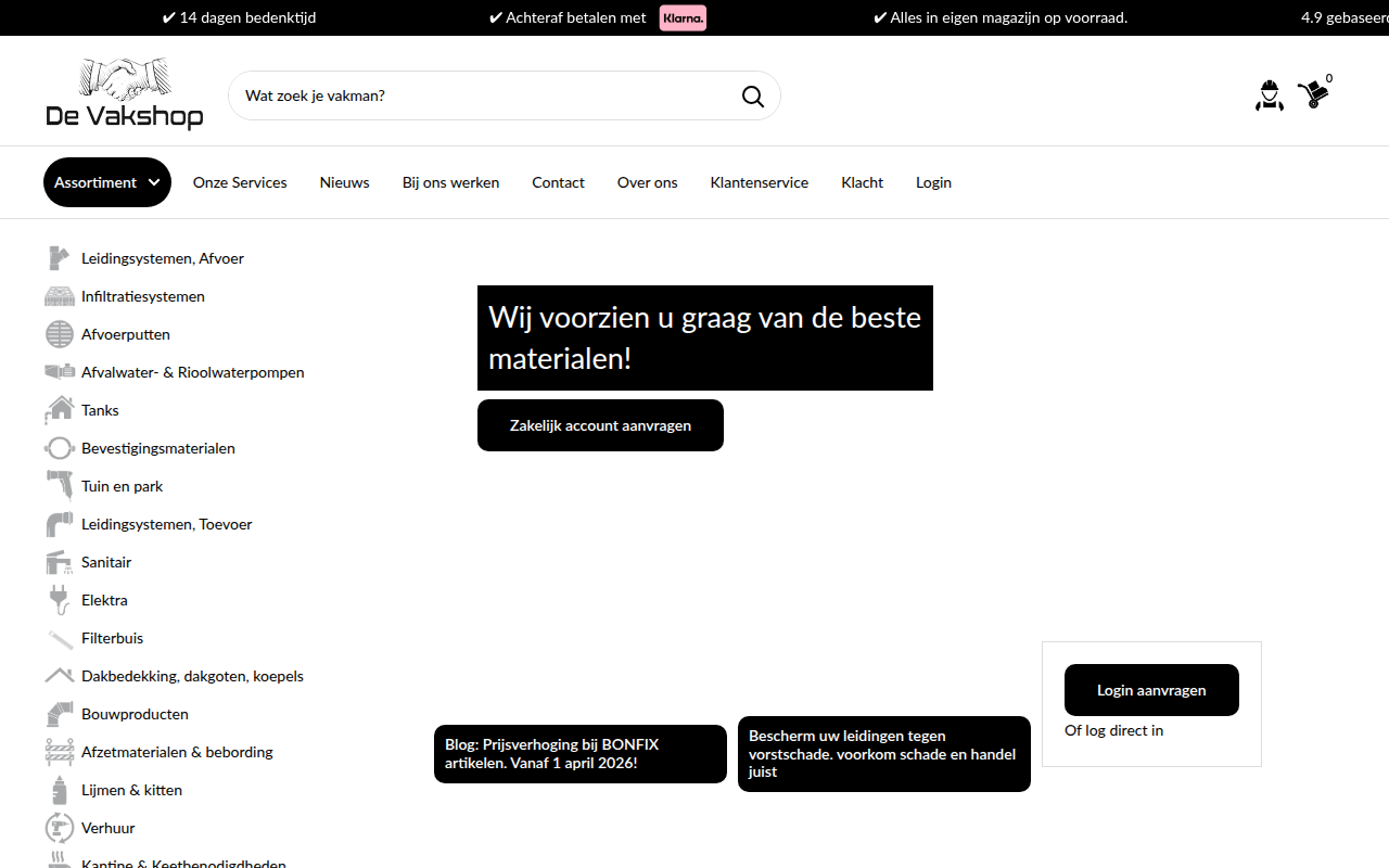Screenshot van devakshop.nl