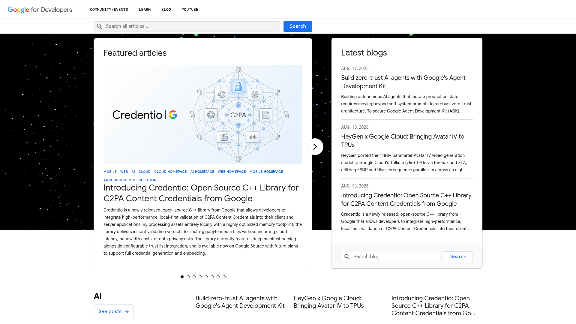 Screenshot van developers.googleblog.com