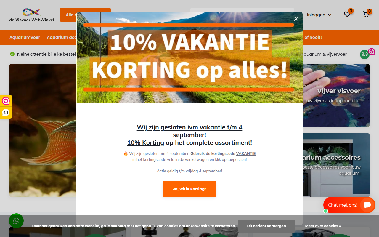 Screenshot van devisvoerwebwinkel.nl