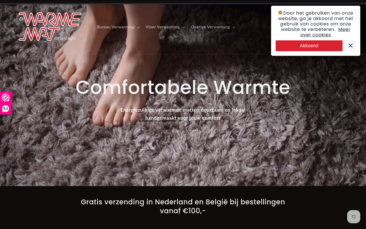 Screenshot van dewarmemat.nl