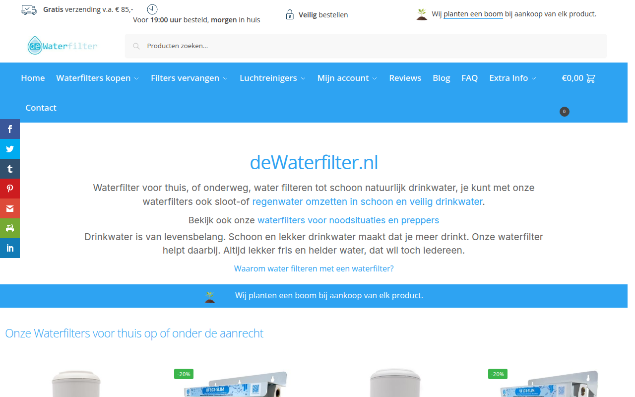 Screenshot van dewaterfilter.nl