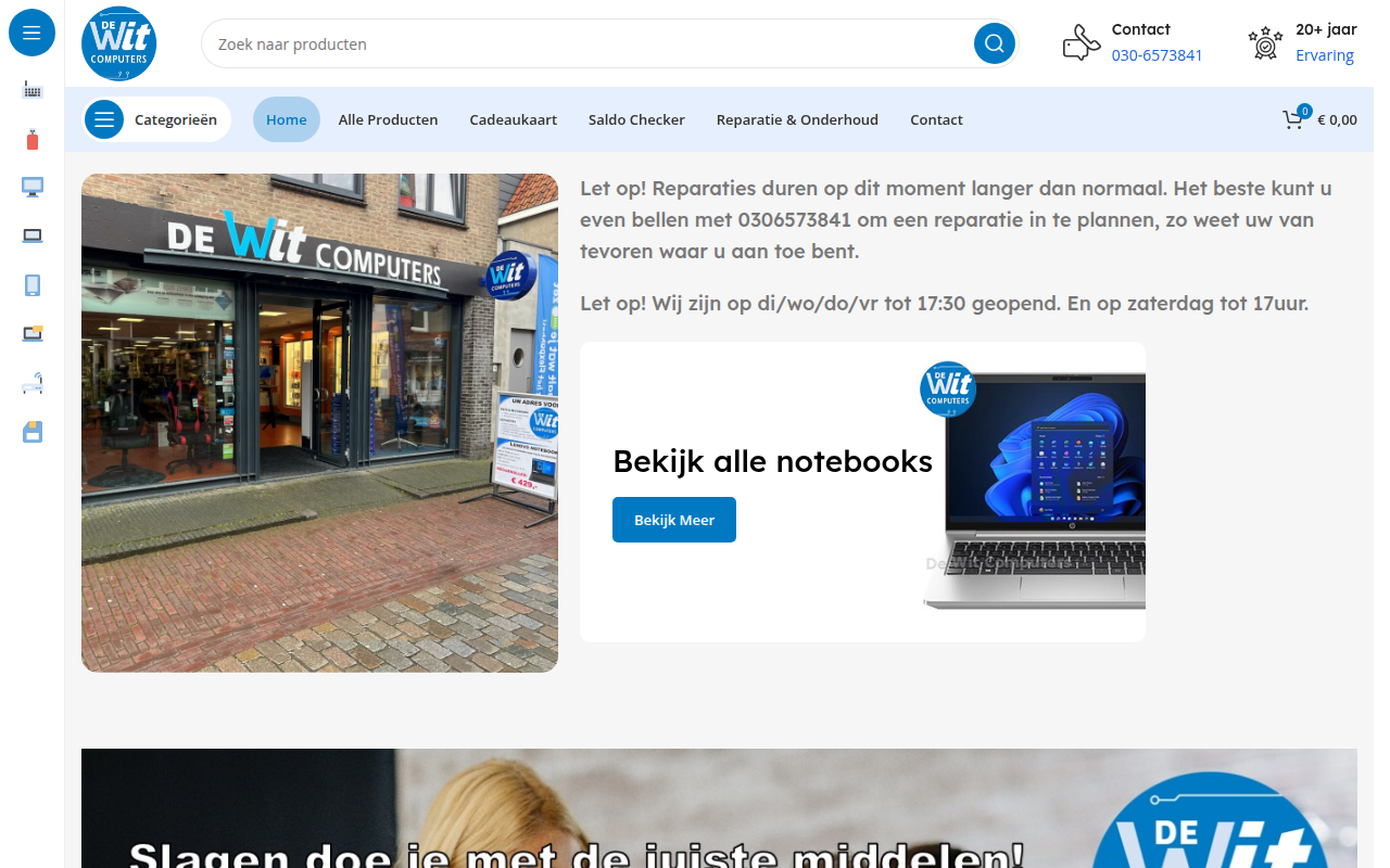 Screenshot van dewitcomputers.nl