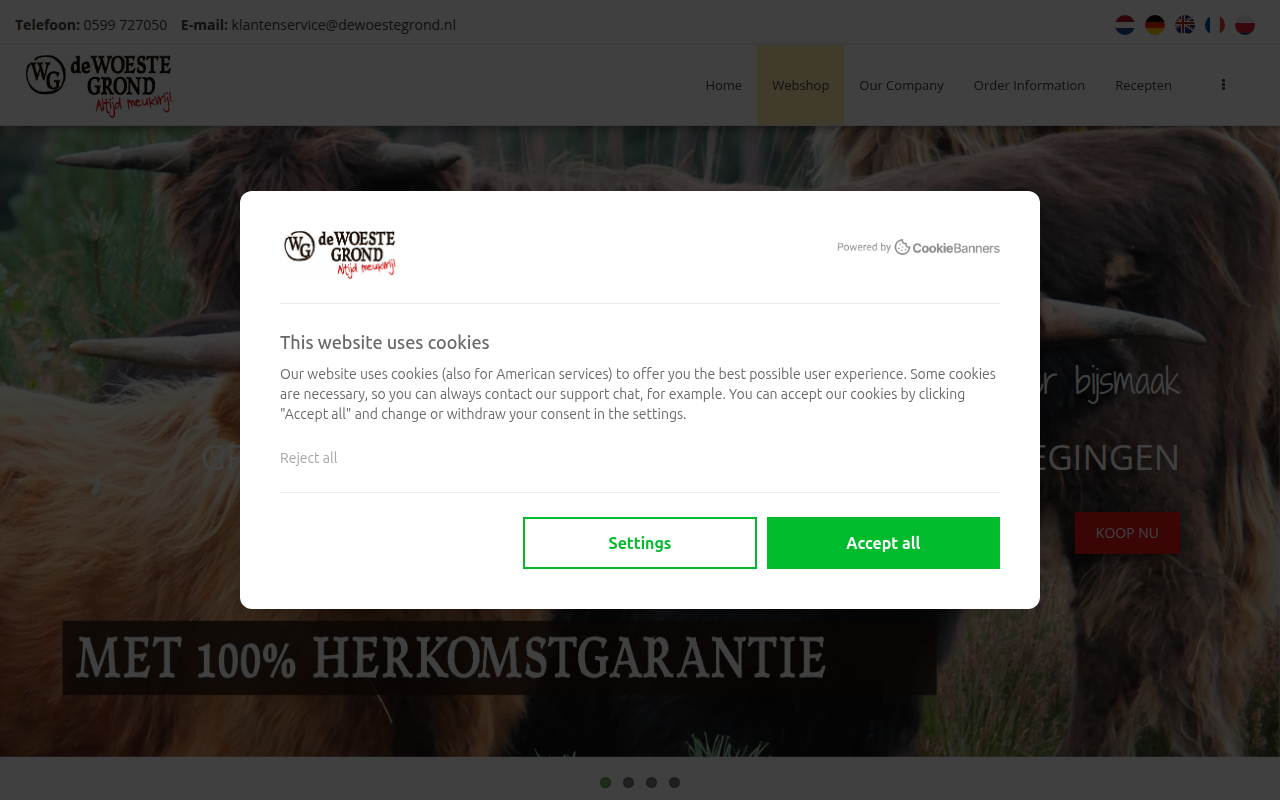 Screenshot van dewoestegrond.nl