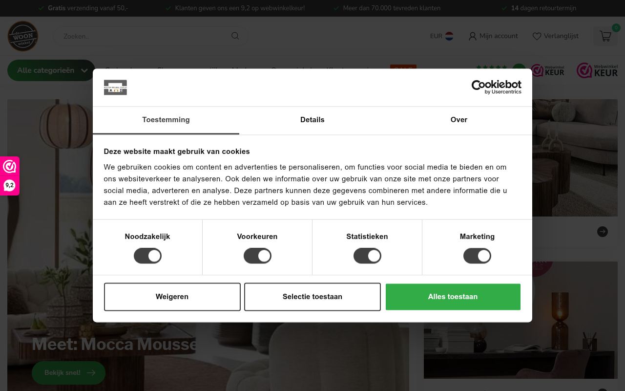 Screenshot van dewoonwinkel.nl