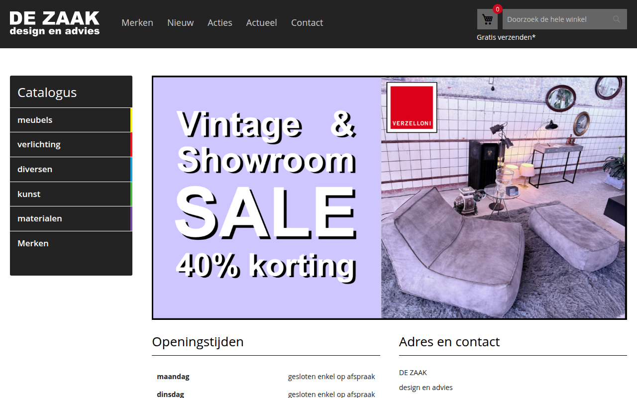 Screenshot van dezaakdesign.nl