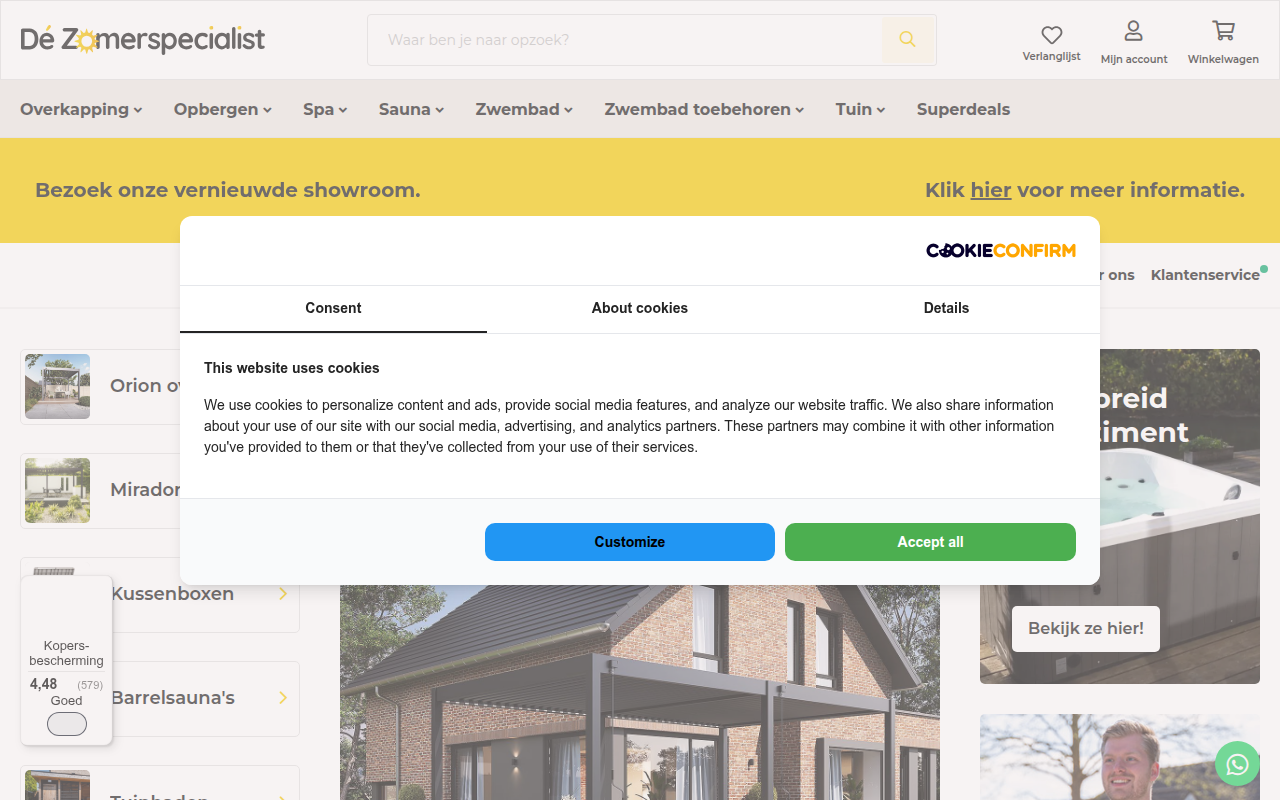 Screenshot van dezomerspecialist.nl