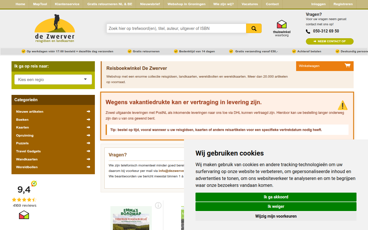 Screenshot van dezwerver.nl