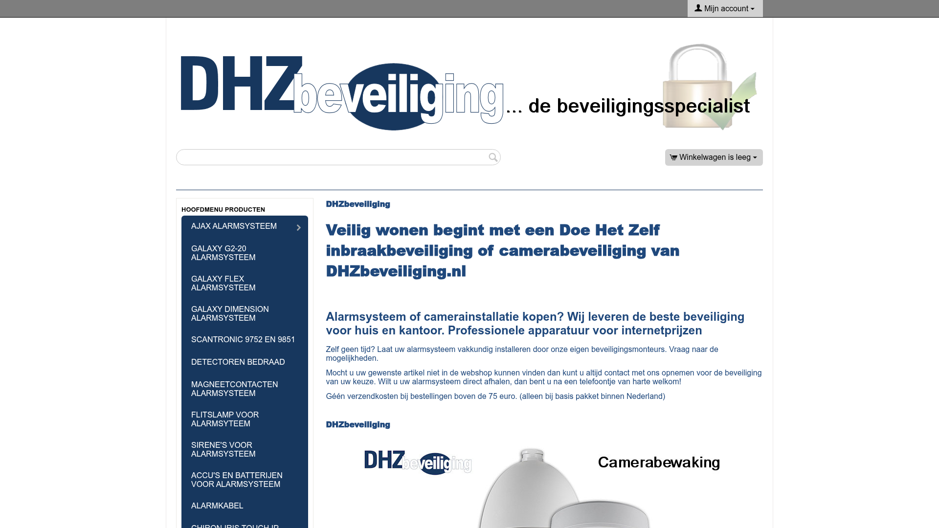 Screenshot van dhzbeveiliging.nl