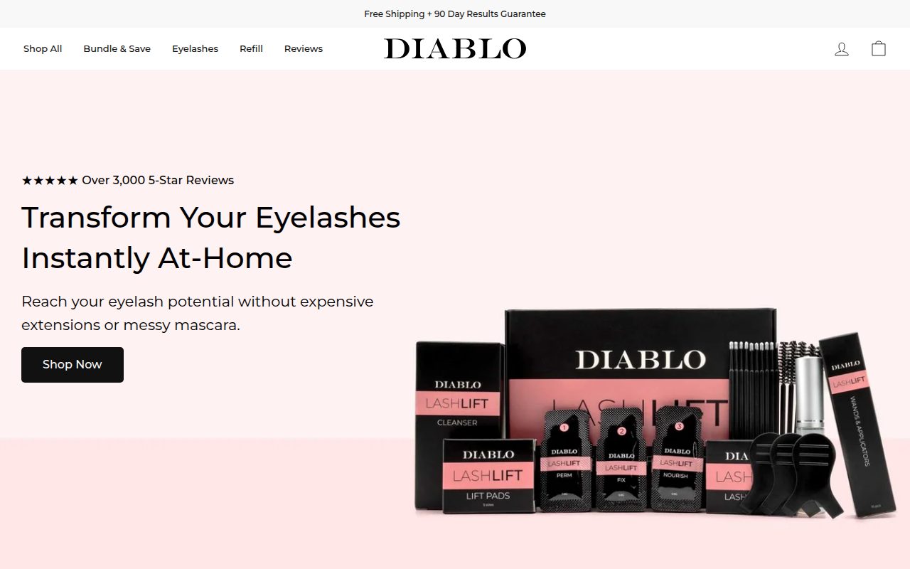 Screenshot van diablocosmetics.com