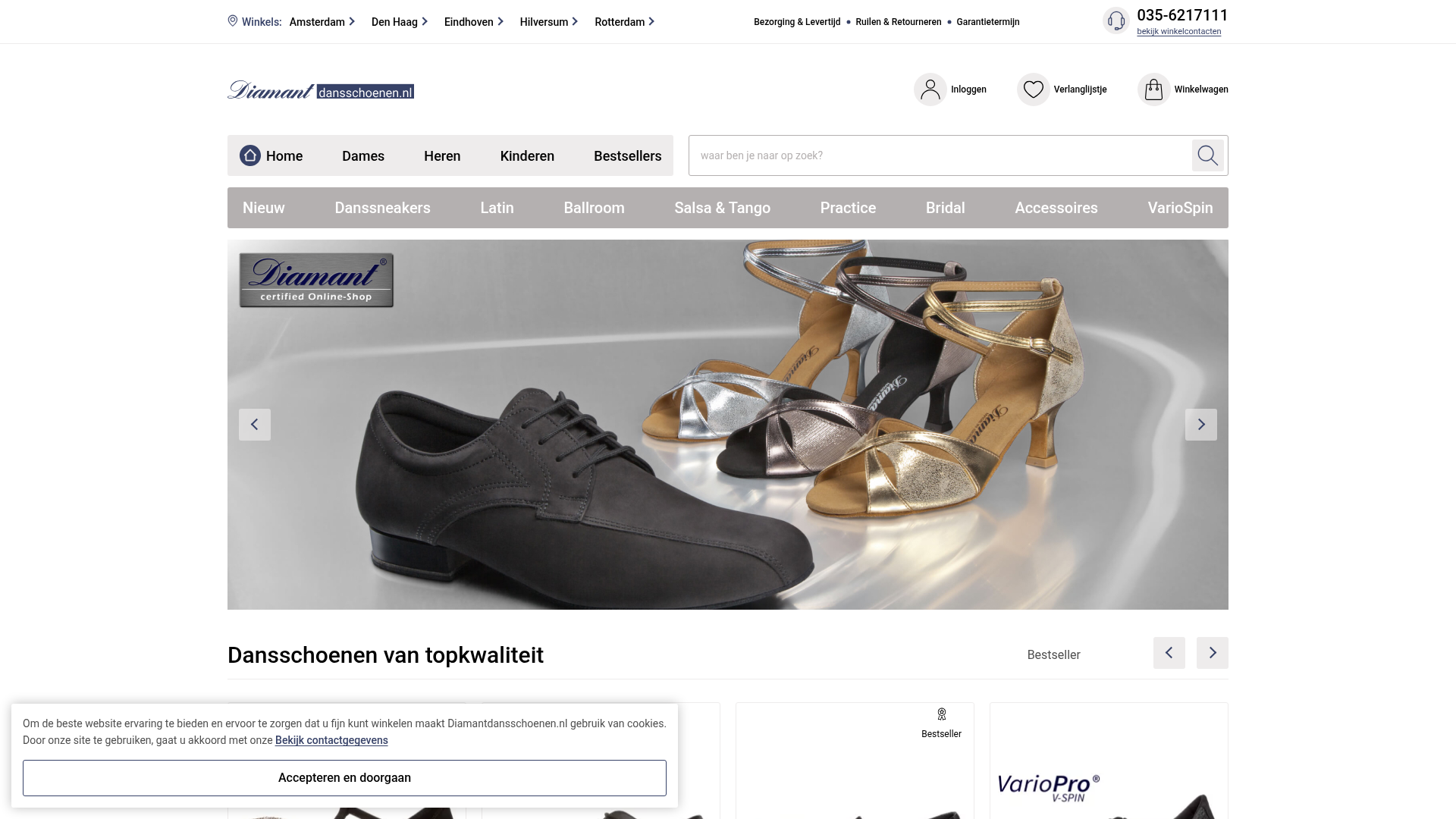 Screenshot van diamantdansschoenen.nl