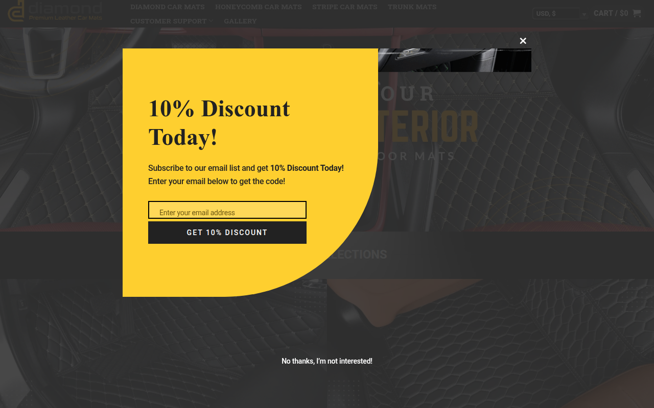Screenshot van diamondcarmats.com