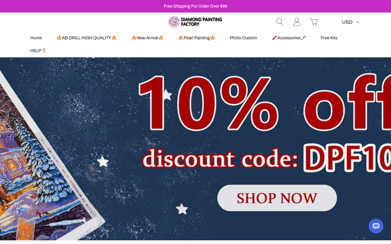 Screenshot van diamondspaintingfactory.com