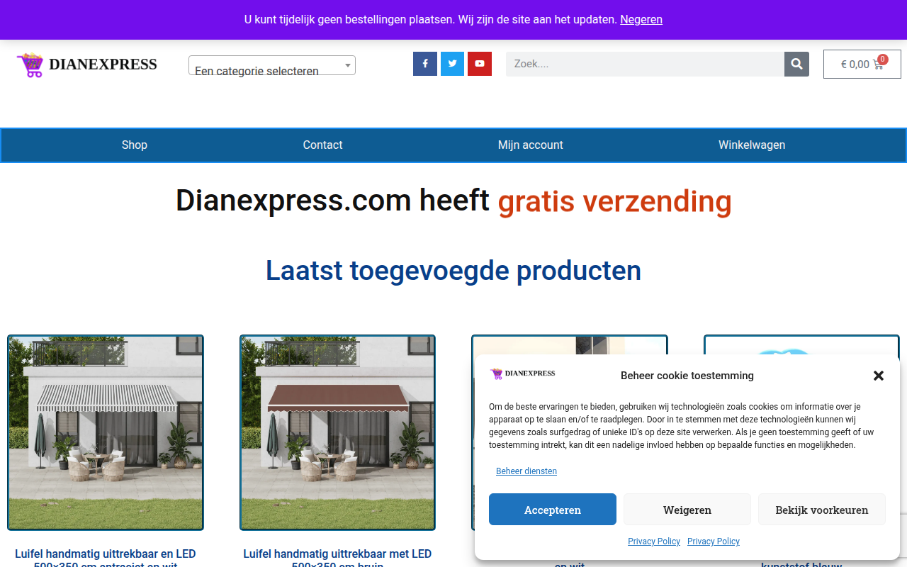 Screenshot van dianexpress.com