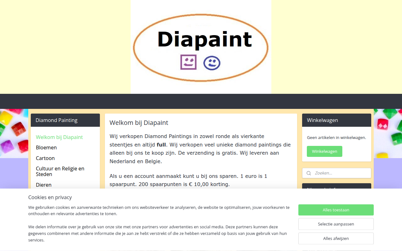 Screenshot van diapaint.nl