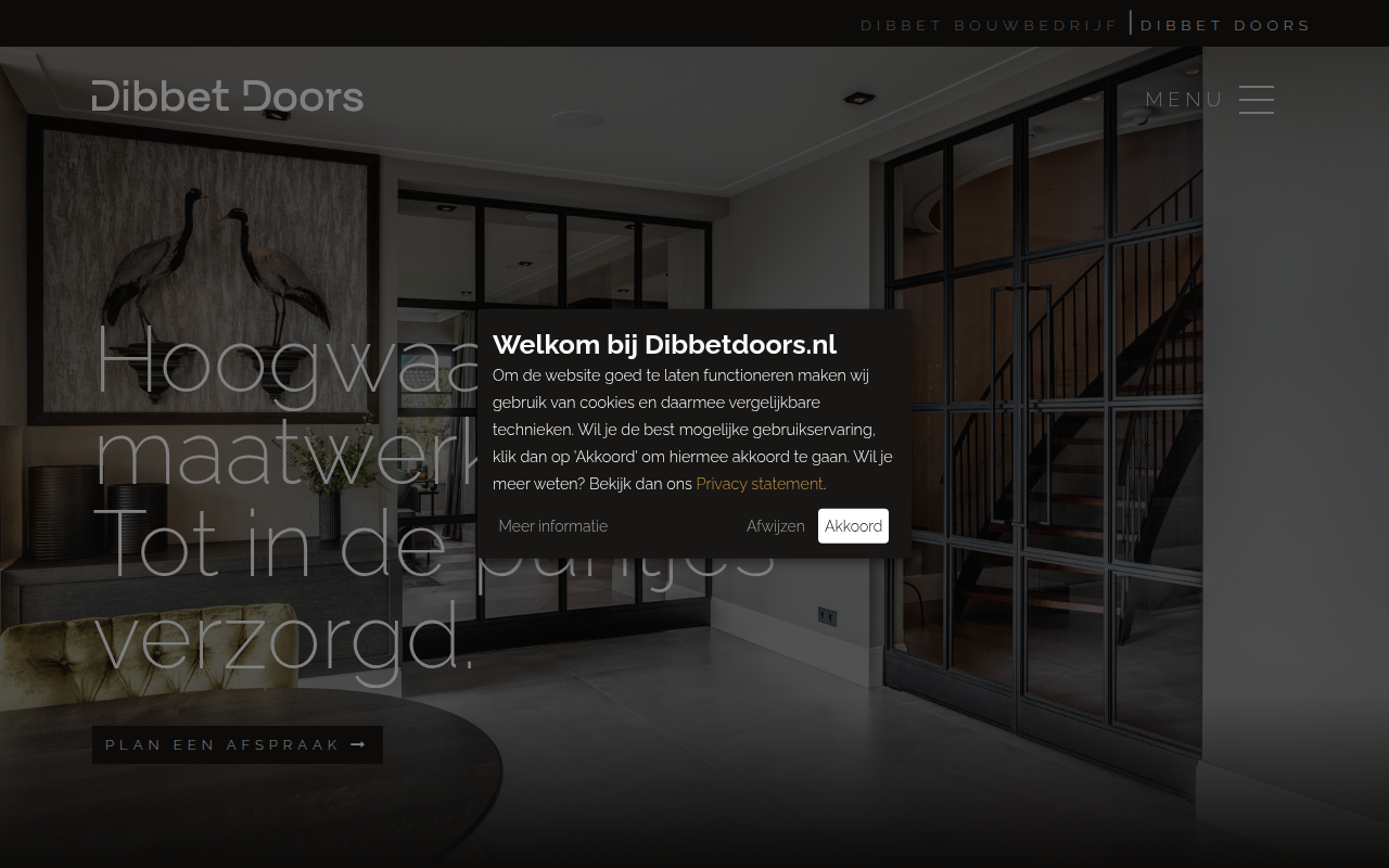 Screenshot van dibbetdoors.nl