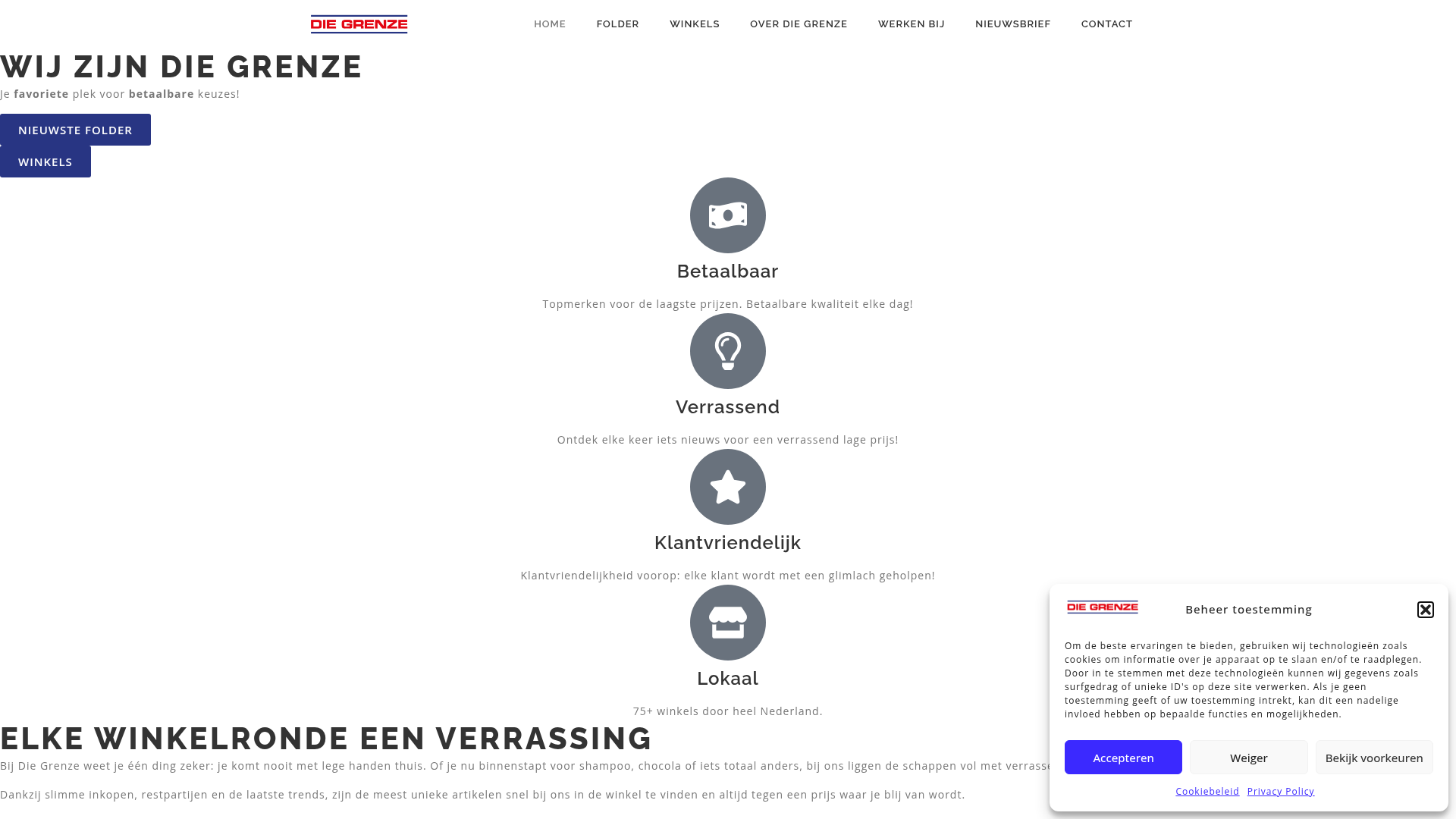 Screenshot van diegrenze.nl