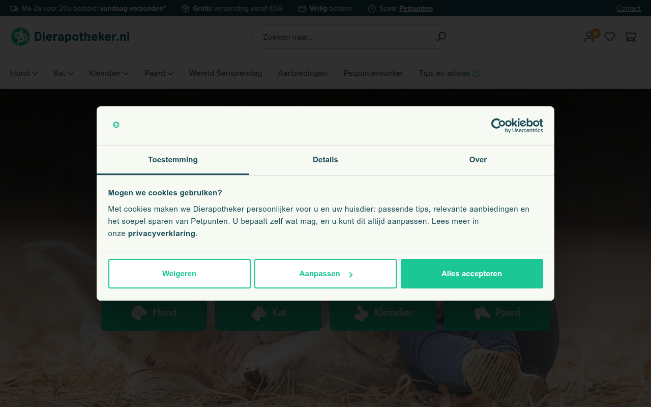 Screenshot van dierapotheker.nl