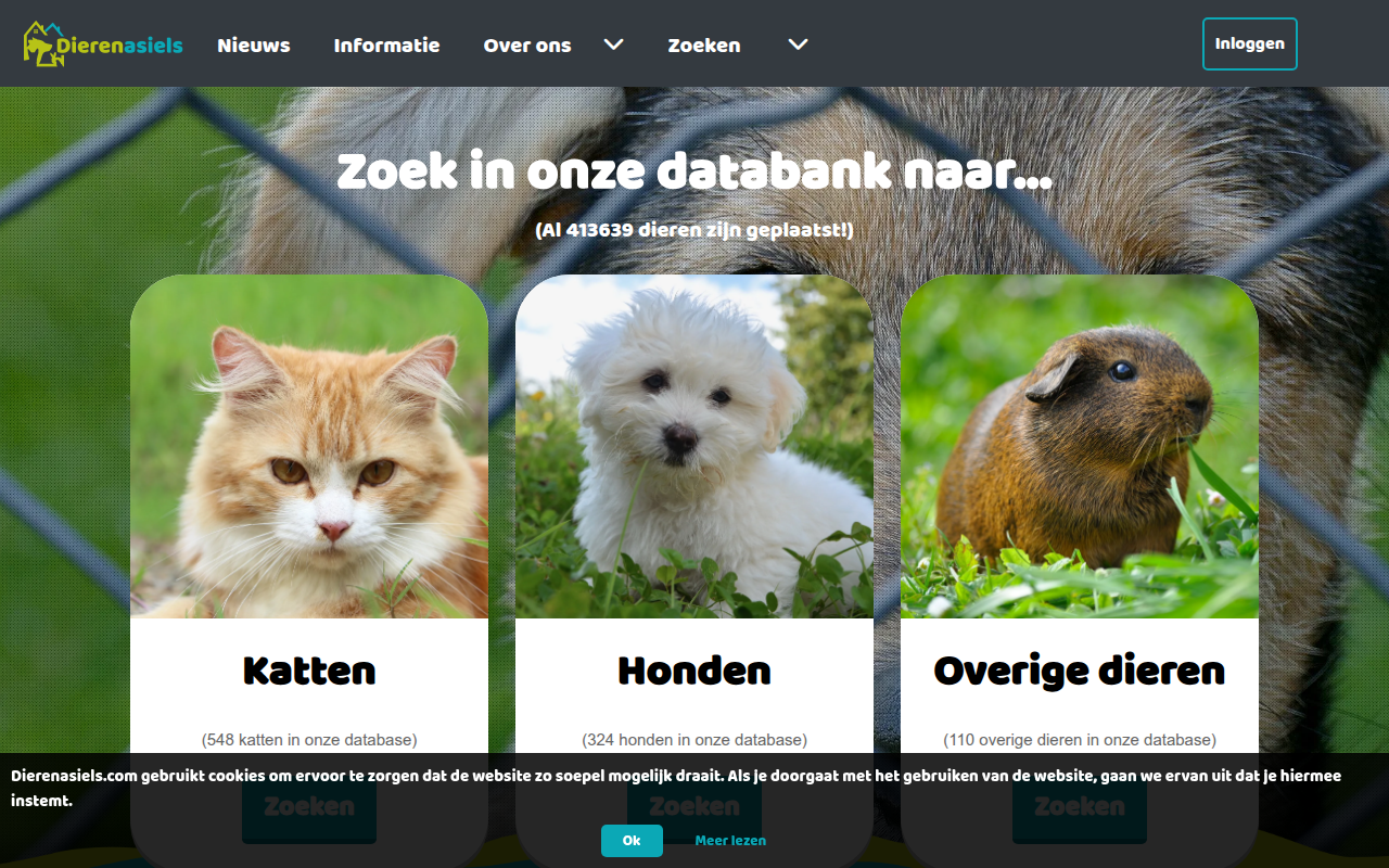 Screenshot van dierenasiels.com
