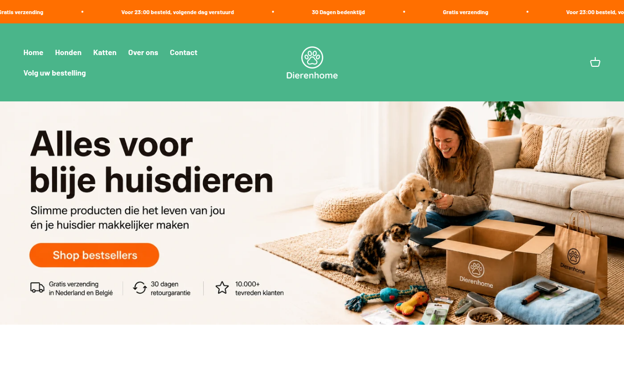 Screenshot van dierenhome.nl