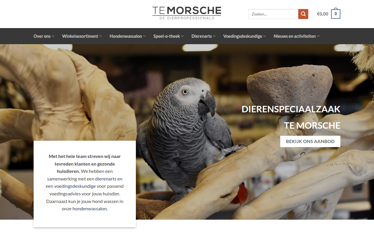 Screenshot van dierenspeciaalzaakwierden.nl