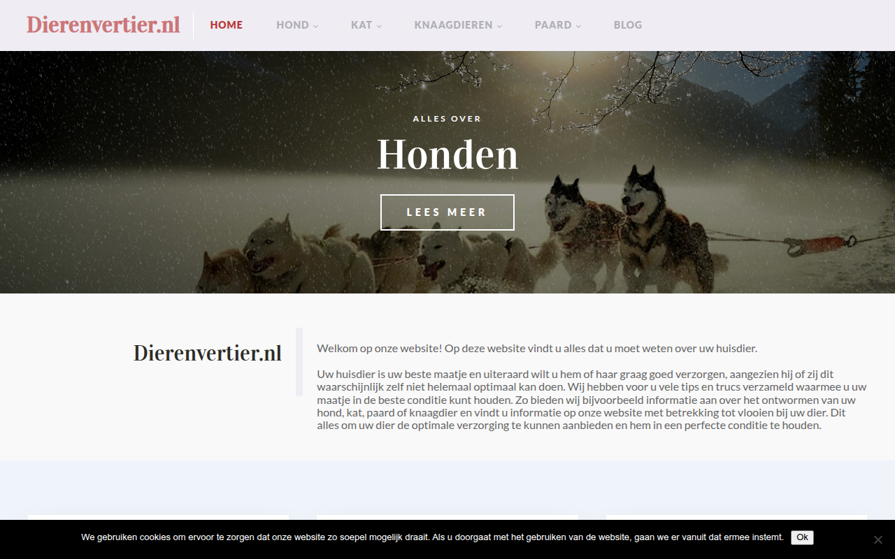 Screenshot van dierenvertier.nl